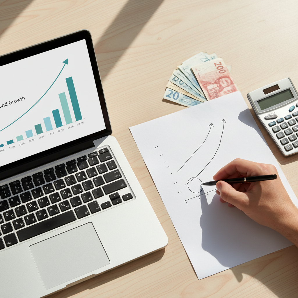 הסבר גרפי לריבית דריבית והשוואה לריבית פשוטה